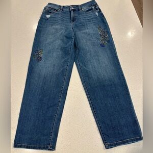 INC High Rise Embroidered Blue Jeans, Size 10/30